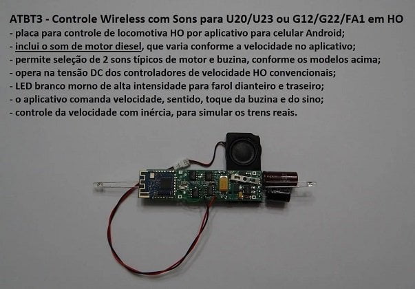 Controle Wireless com Sons para Locomotivas U20/U23/G12/22/FA1