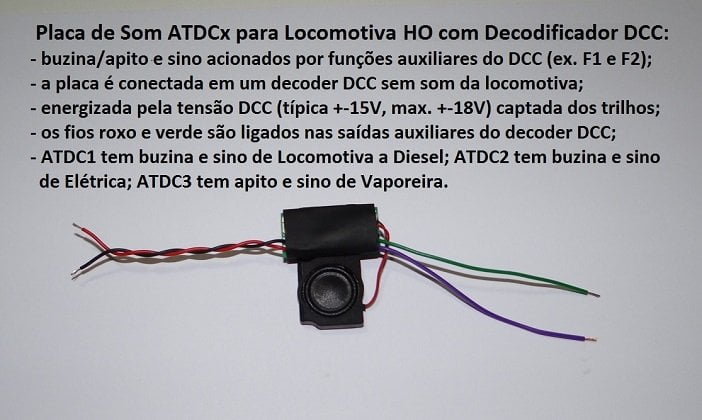Placa de Sons para DCC ( Buzina e Sino ) para locomotivas com Decoder 